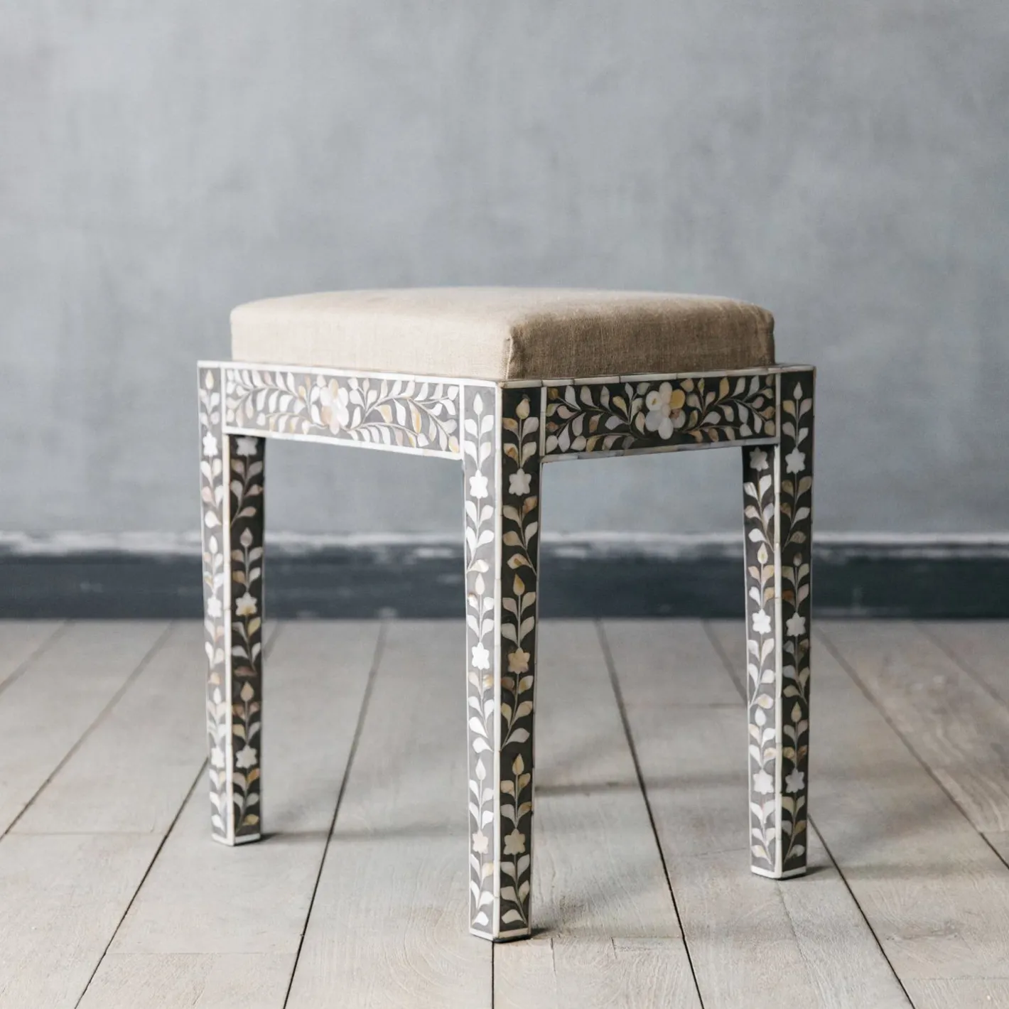 Graham & Green Stools|Dressing Tables & Stools<Maxi Grey Mother of Pearl Stool