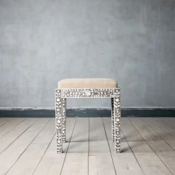 Graham & Green Stools|Dressing Tables & Stools<Maxi Grey Mother of Pearl Stool