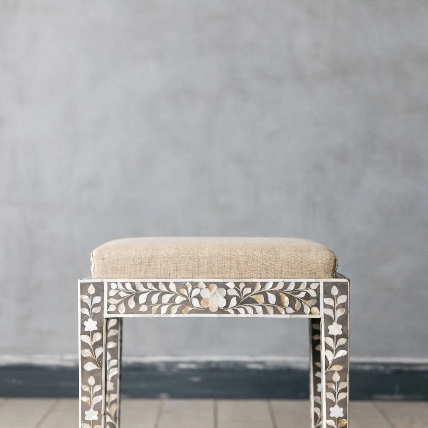 Graham & Green Stools|Dressing Tables & Stools<Maxi Grey Mother of Pearl Stool