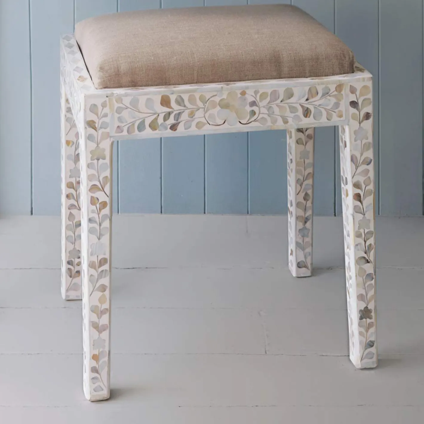 Graham & Green Stools|Dressing Tables & Stools<Maxi White Mother of Pearl Stool