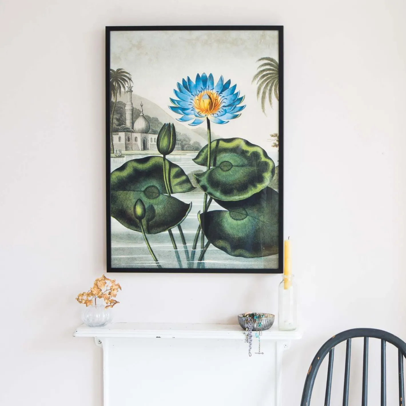 Graham & Green Prints & Wall Art<Medium Framed Blue Water Lily Print