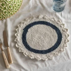 Graham & Green Outdoor Dining|Placemats, Coasters & Trays<Midnight Blue Crochet Round Placemat