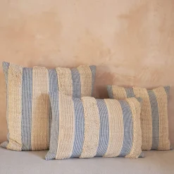 Graham & Green Sofa Cushions|Cushions<Misty Large Square Blue and White Striped Cushion