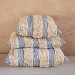 Graham & Green Sofa Cushions|Cushions<Misty Square Blue and White Striped Cushion