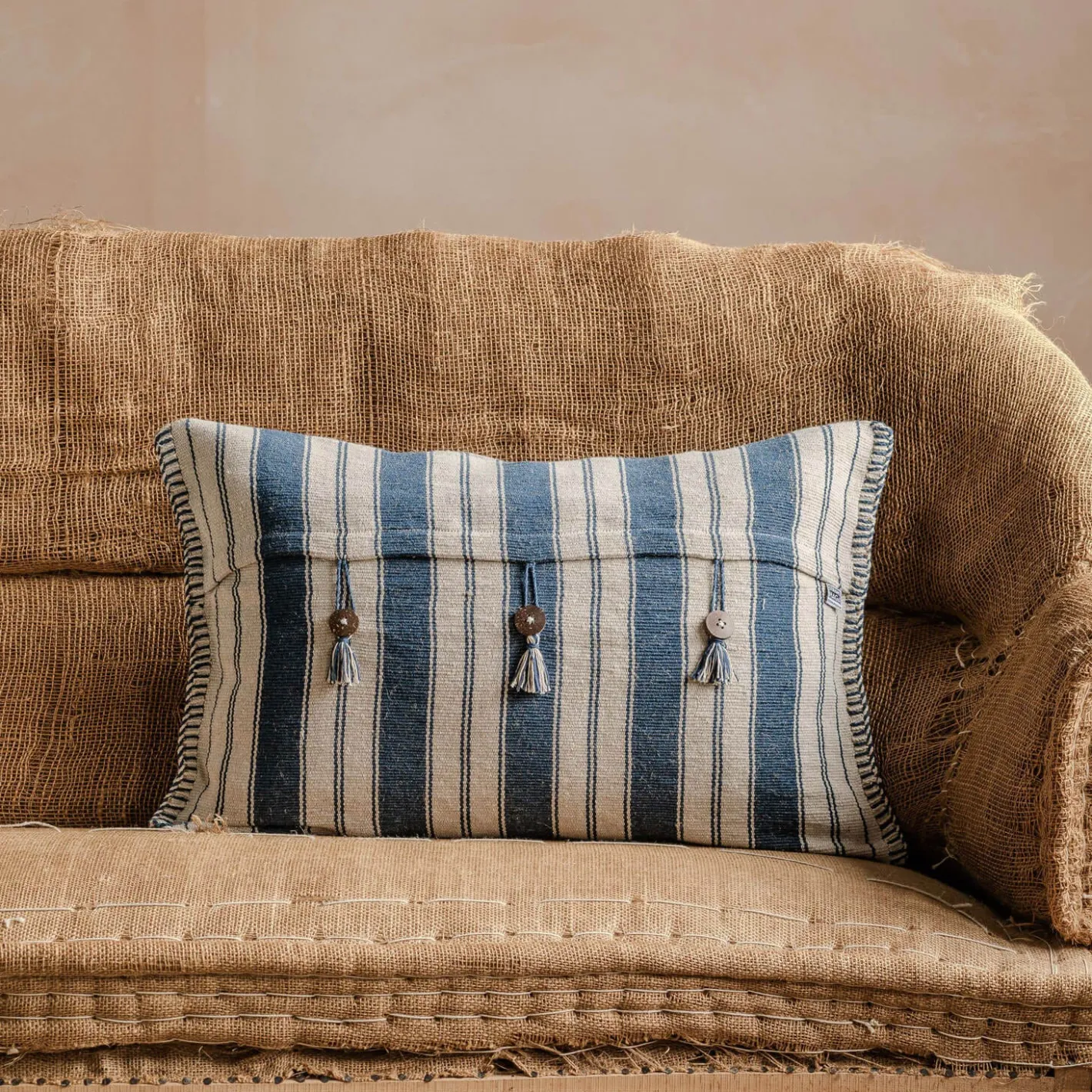 Graham & Green Sofa Cushions|Cushions<Moana Blue and White Striped Rectangular Cushion