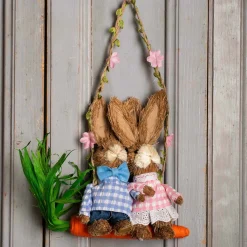 Graham & Green Decorative Accessories<Mr & Mrs Bunny On a Swing Decoration