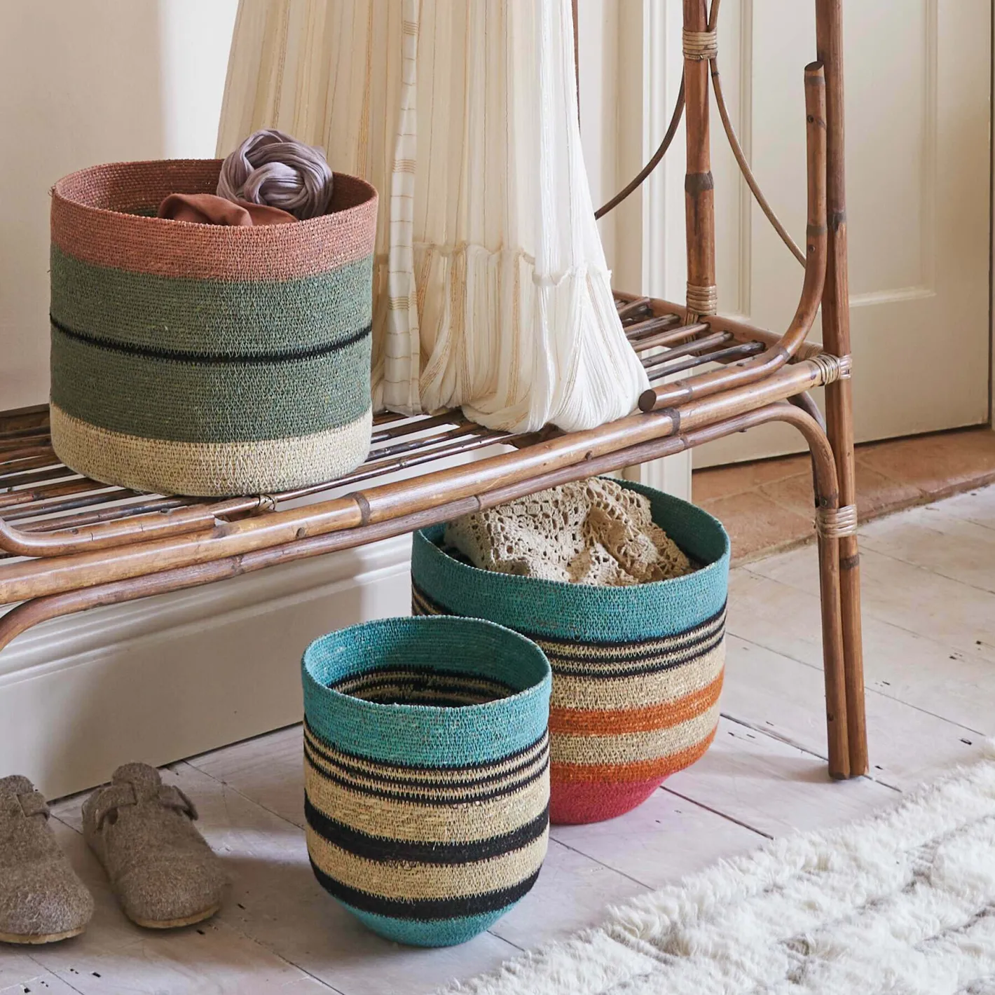 Graham & Green Vases & Plant Pots|Household Storage<Multicoloured Stripe Basket