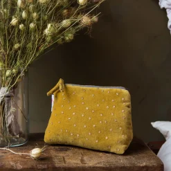 Graham & Green Wash Bags|Wash Bags<Mustard Dotty Velvet Wash Bags
