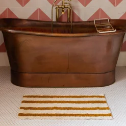 Graham & Green Bath Mats|Bath Mats<Mustard Striped Tufted Bath Mat