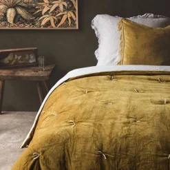 Graham & Green Quilts & Bedding<Mustard Velvet Pebble Quilts