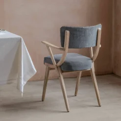 Graham & Green Dining Chairs<Myles Grey Velvet Armchair