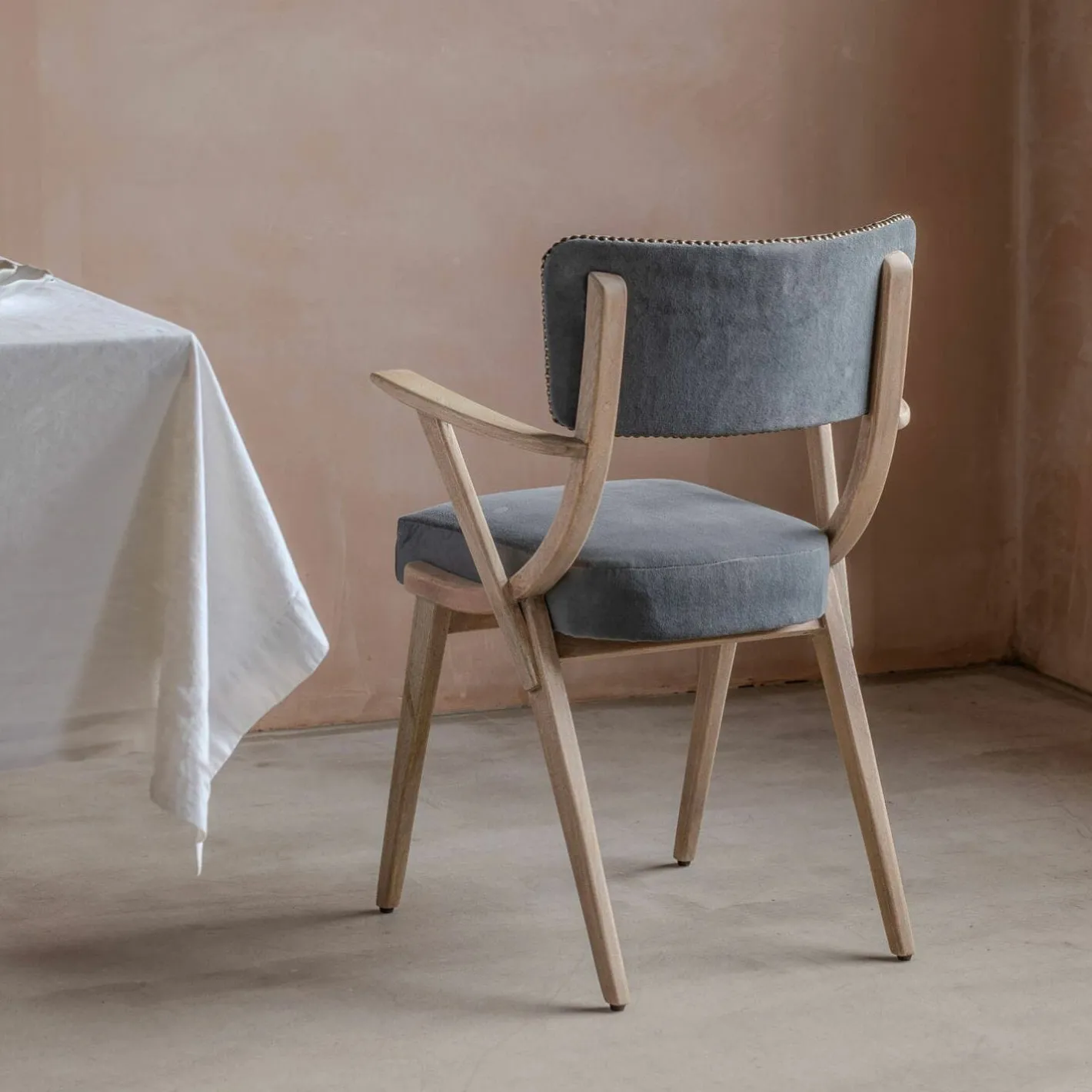 Graham & Green Dining Chairs<Myles Grey Velvet Armchair