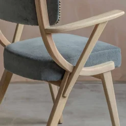 Graham & Green Dining Chairs<Myles Grey Velvet Armchair