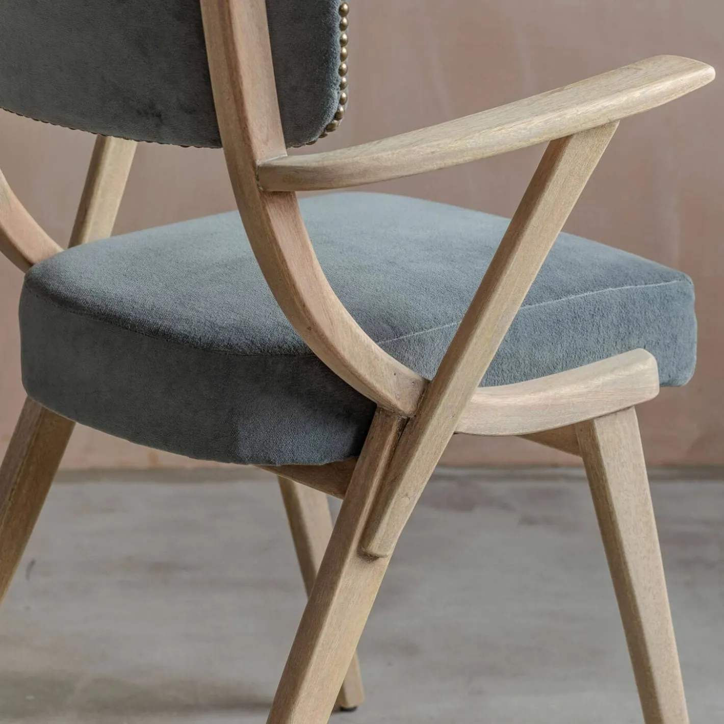 Graham & Green Dining Chairs<Myles Grey Velvet Armchair