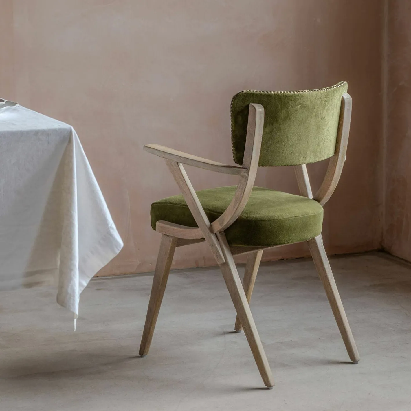 Graham & Green Dining Chairs<Myles Olive Velvet Armchair