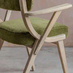 Graham & Green Dining Chairs<Myles Olive Velvet Armchair