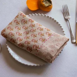 Graham & Green Outdoor Dining|Table Cloths & Napkins<Natural Flower Block Printed Napkin