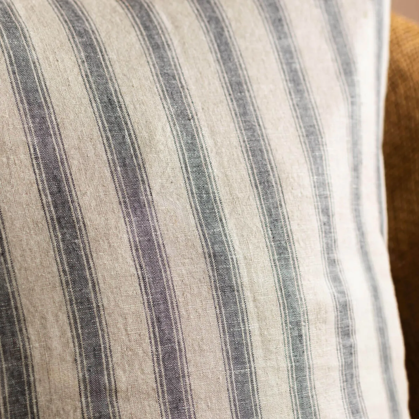 Graham & Green Sofa Cushions|Cushions<Natural Grey Striped Large Square Cushion