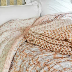 Graham & Green Quilts & Bedding<Natural Leaf Hand-Printed Quilt