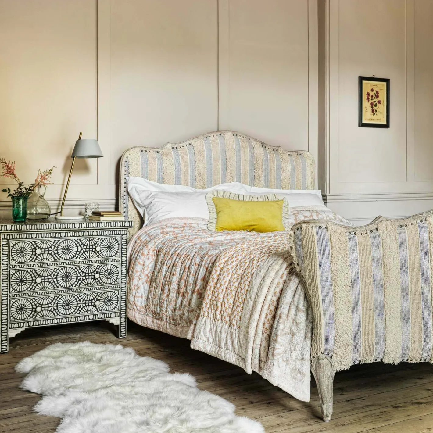 Graham & Green Quilts & Bedding<Natural Leaf Hand-Printed Quilt
