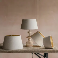 Graham & Green Lamp Shades<Natural Linen and Gold Straight Empire Lamp Shades