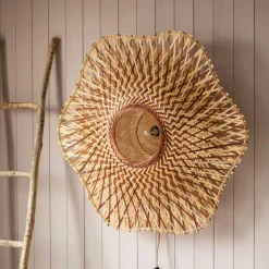 Graham & Green Wall Lights & Sconces<Natural Woven Bamboo Wall Light Large