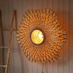 Graham & Green Wall Lights & Sconces<Natural Woven Bamboo Wall Light Large