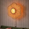 Graham & Green Wall Lights & Sconces<Natural Woven Bamboo Wall Light Medium