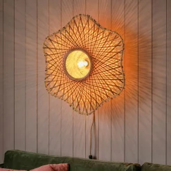 Graham & Green Wall Lights & Sconces<Natural Woven Bamboo Wall Light Medium