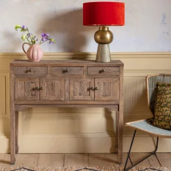 Graham & Green Console Tables<Oak Four Door Console Table