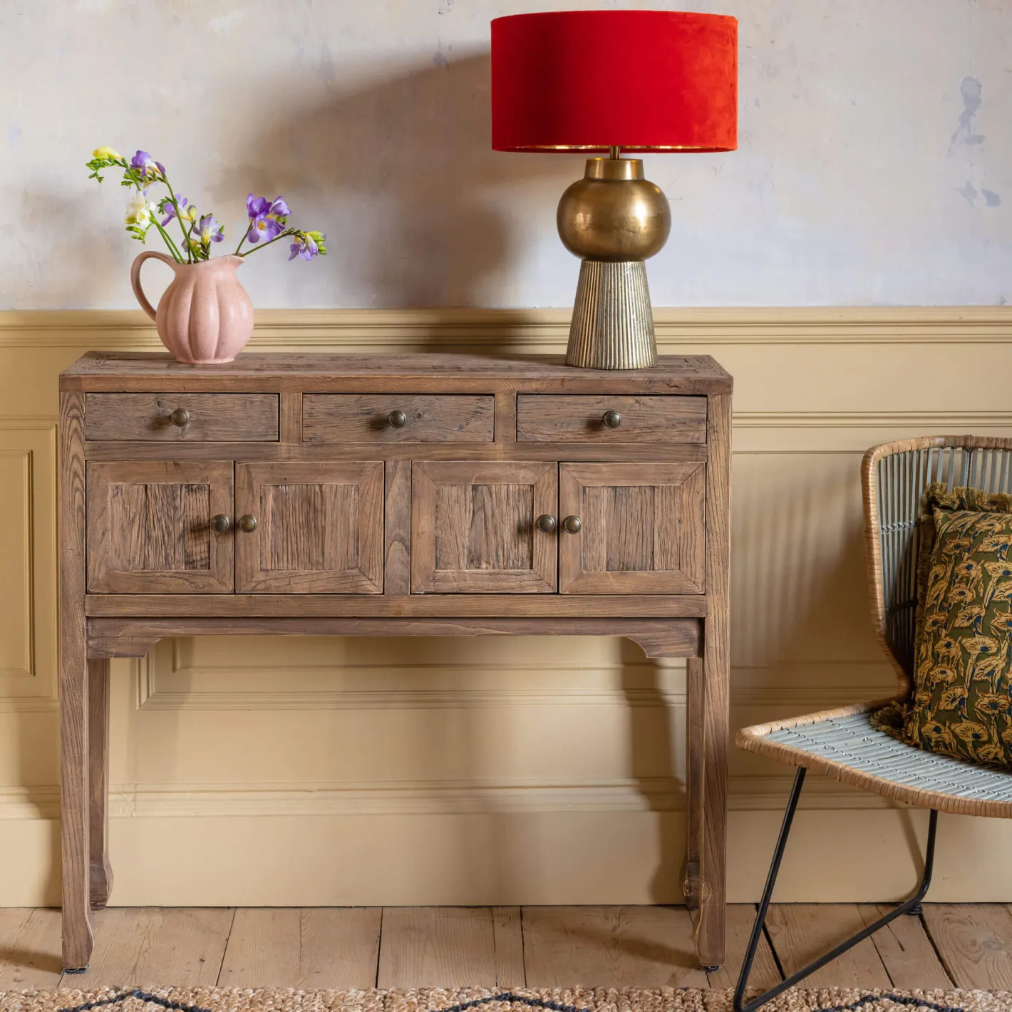 Graham & Green Console Tables<Oak Four Door Console Table