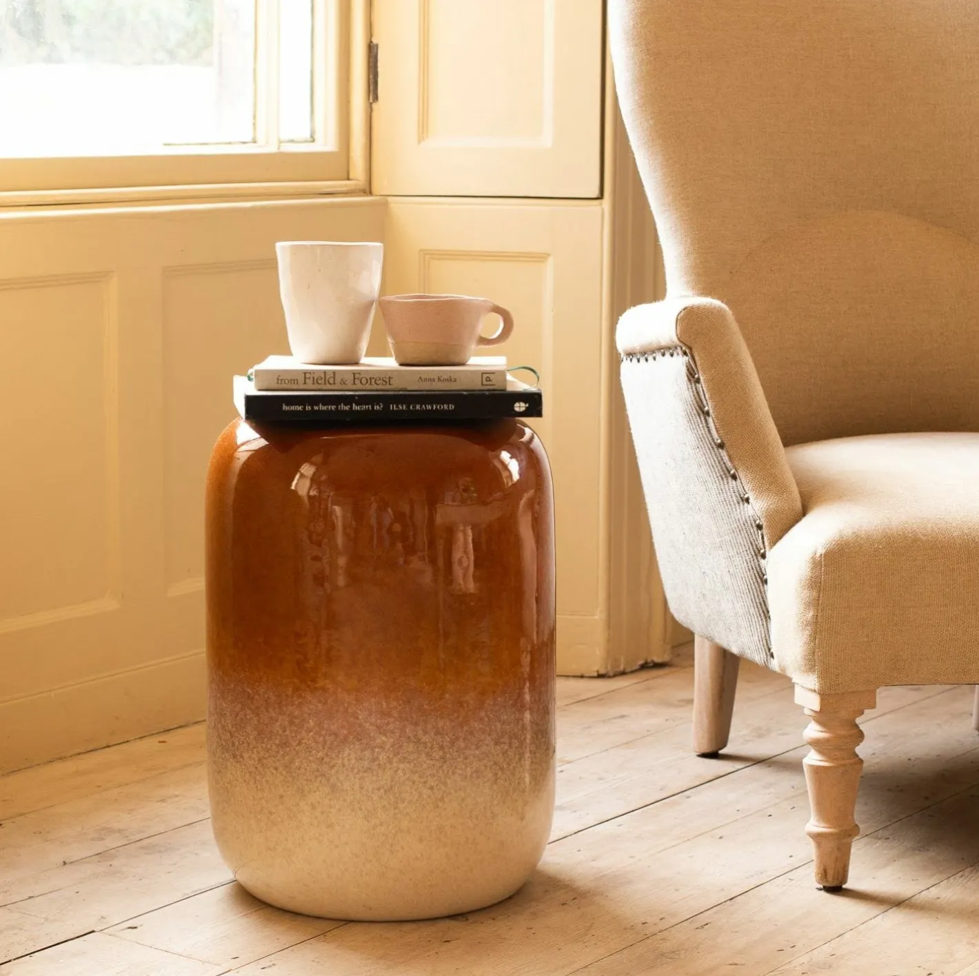 Graham & Green Side Tables<Ochre Ombre Ceramic Side Table