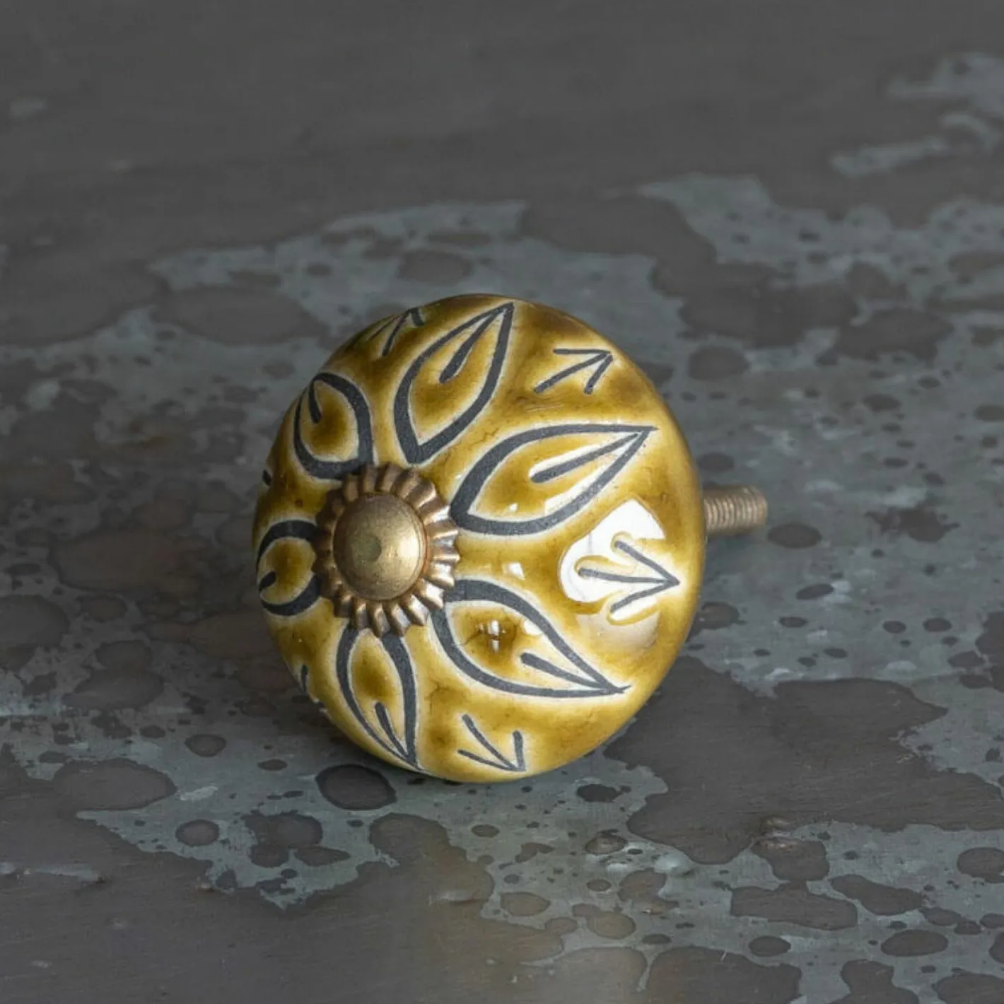 Graham & Green Knobs & Handles<Olive Floral Ceramic Knob