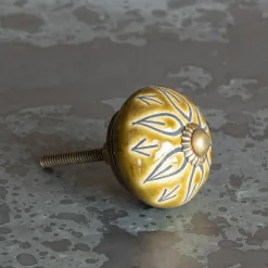 Graham & Green Knobs & Handles<Olive Floral Ceramic Knob
