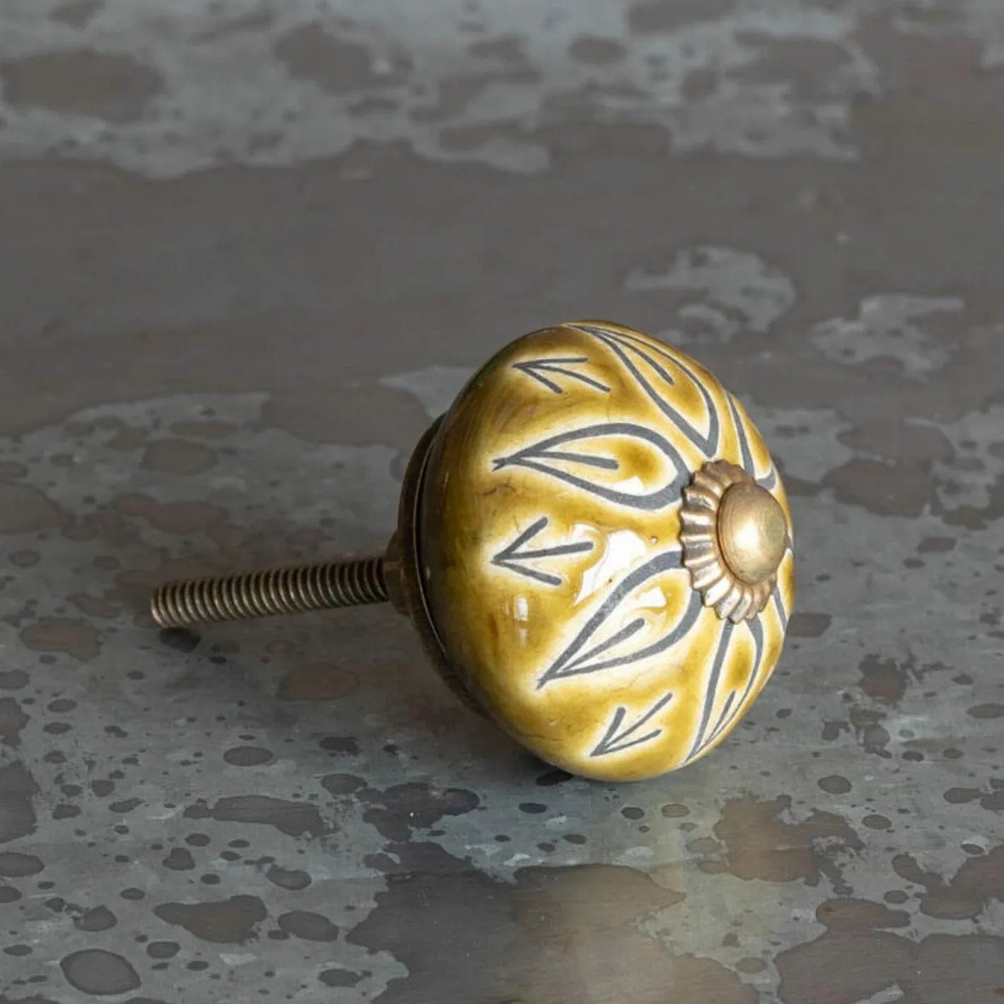 Graham & Green Knobs & Handles<Olive Floral Ceramic Knob
