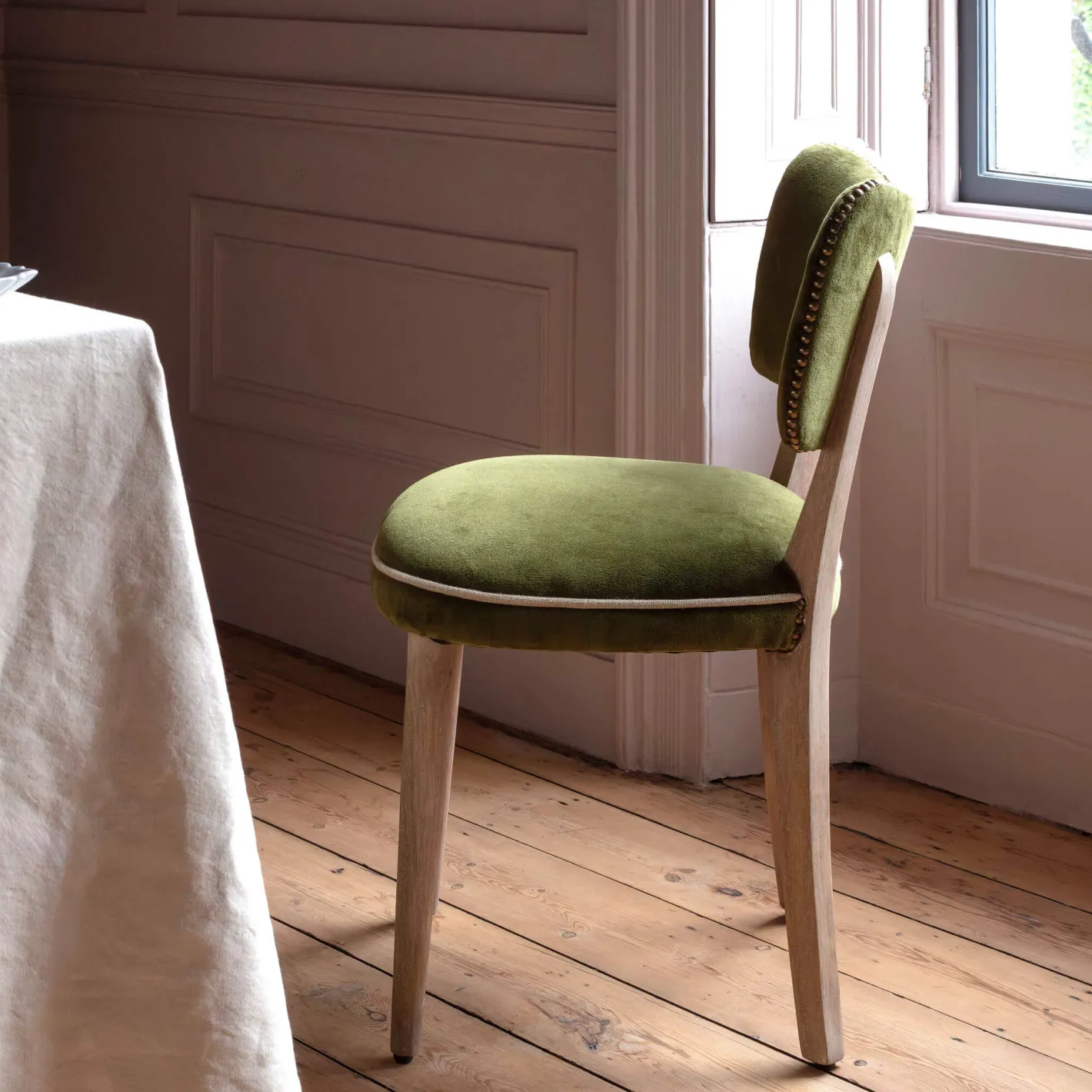 Graham & Green Dining Chairs<Olive Velvet Upholstered Dining Chair