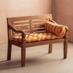 Graham & Green Seat Pads & Bed Rolls|Seat Pads & Bed Rolls<Orange Candy Stripe Bench Seat Pad