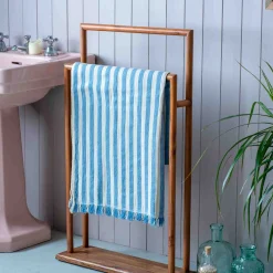 Graham & Green Bathroom Accessories<Pale Blue Stripe Turkish Beach Towel Wrap