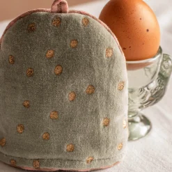 Graham & Green Tableware<Pale Sage Velvet with Gold Dots Egg Cosy