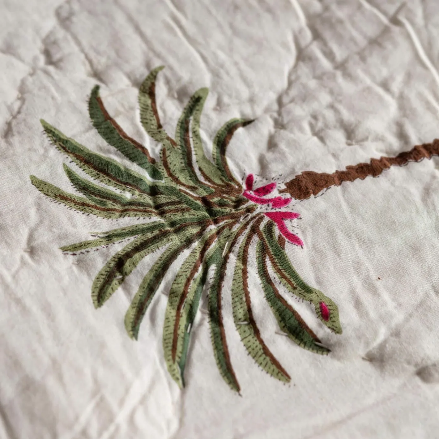 Graham & Green Quilts & Bedding<Palm Tree and Green Stripe Reversible King Size Quilt