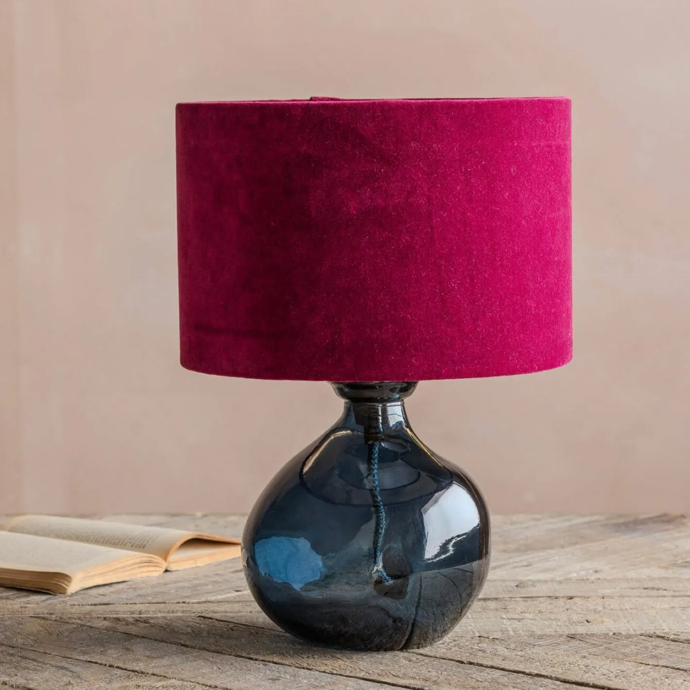 Graham & Green Table Lamps<Petrol Blue Recycled Glass Table Lamp