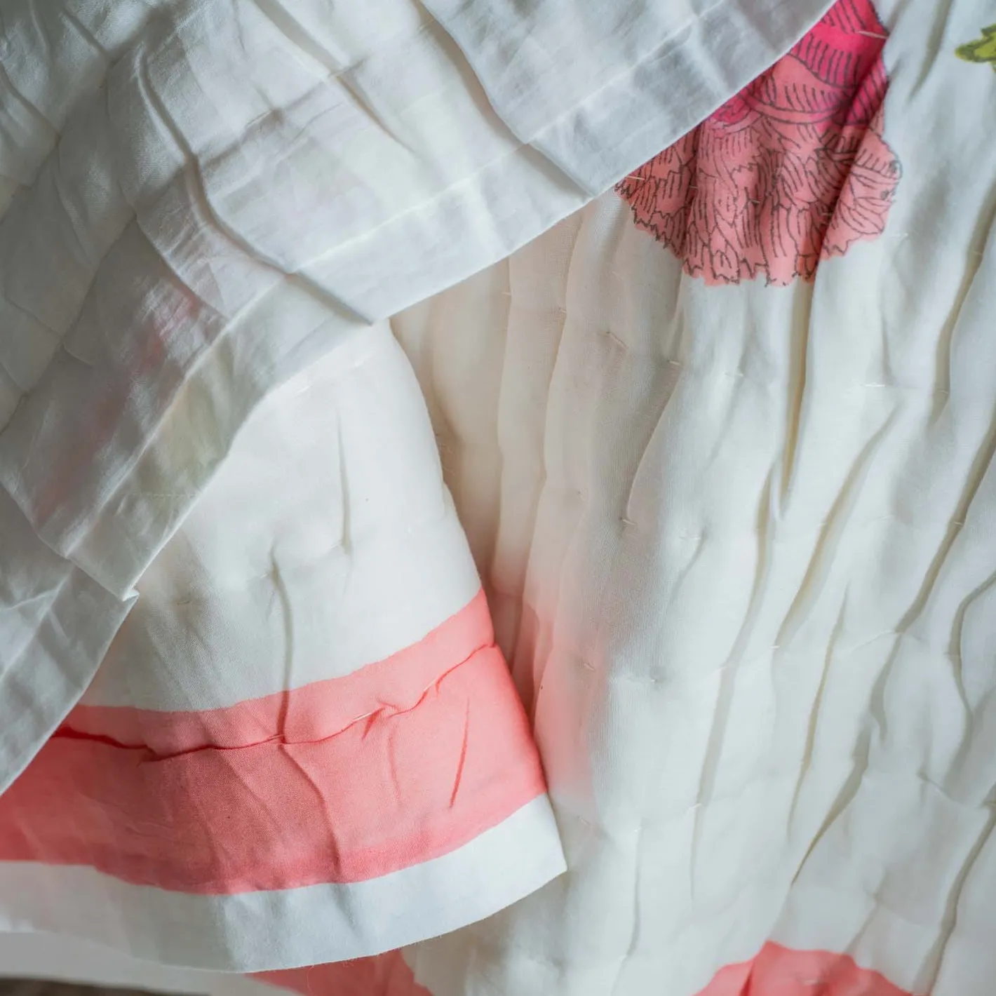 Graham & Green Quilts & Bedding<Pink Pavot Flower Block Printed King Size Quilt