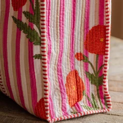 Graham & Green Bags<Pink Stripe and Floral Cotton Tote Bag
