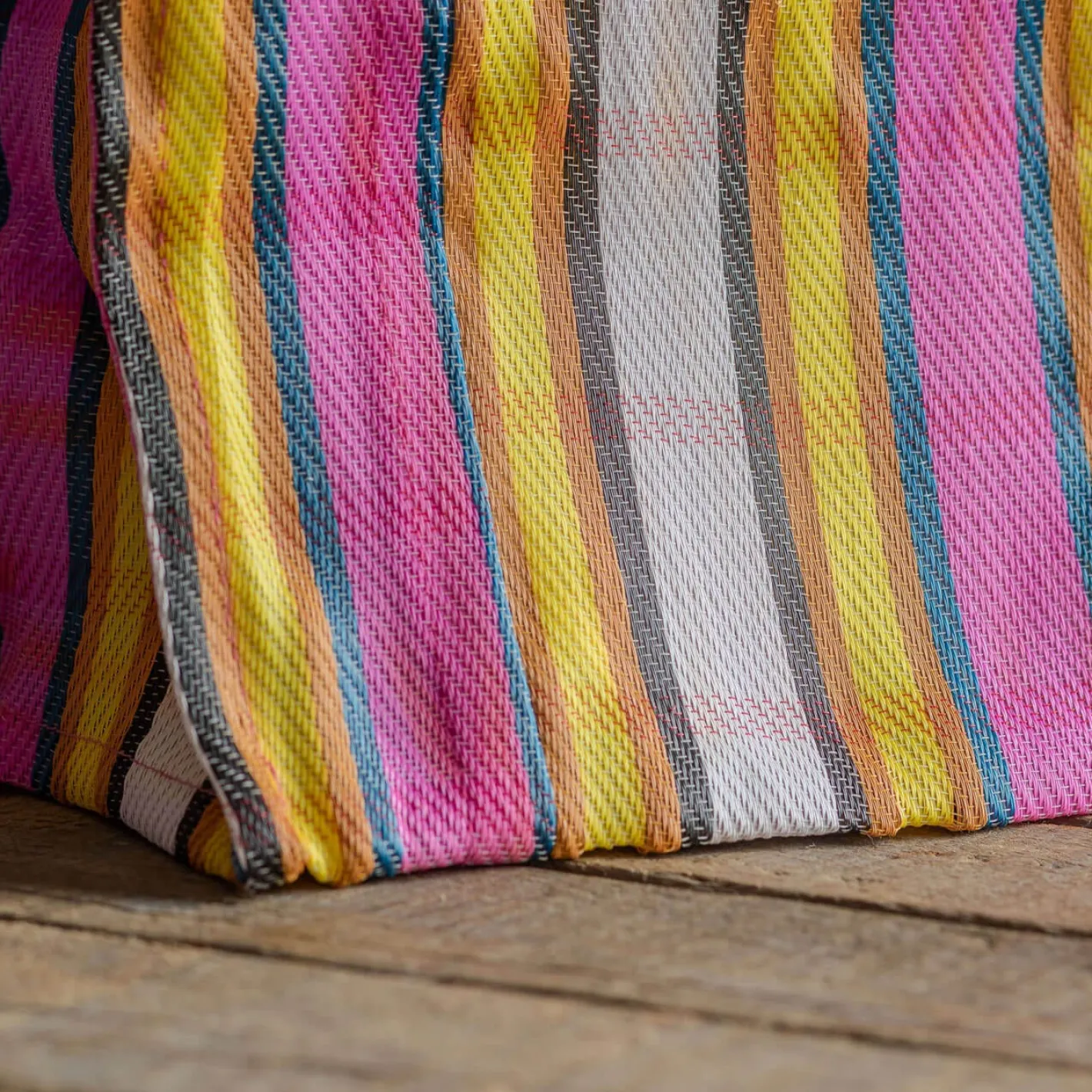 Graham & Green Bags<Pink & Yellow Stripe Recycled Shopping Bag