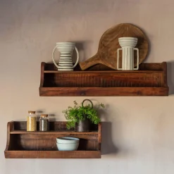 Graham & Green Shelves & Bookcases<Recycled Wood Two Tier Shelf 80cm