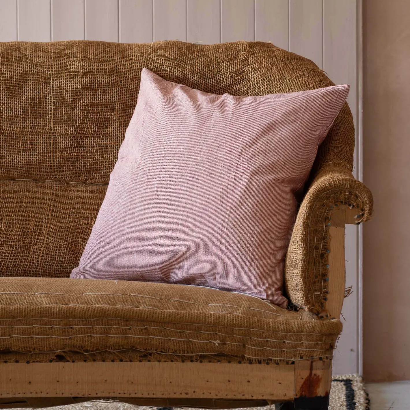 Graham & Green Sofa Cushions|Cushions<Red Narrow Stripe Square Cushion