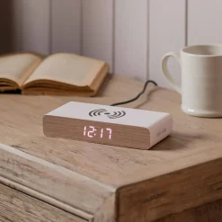 Graham & Green Clocks<Retro White LED Alarm Clock Phone Charger