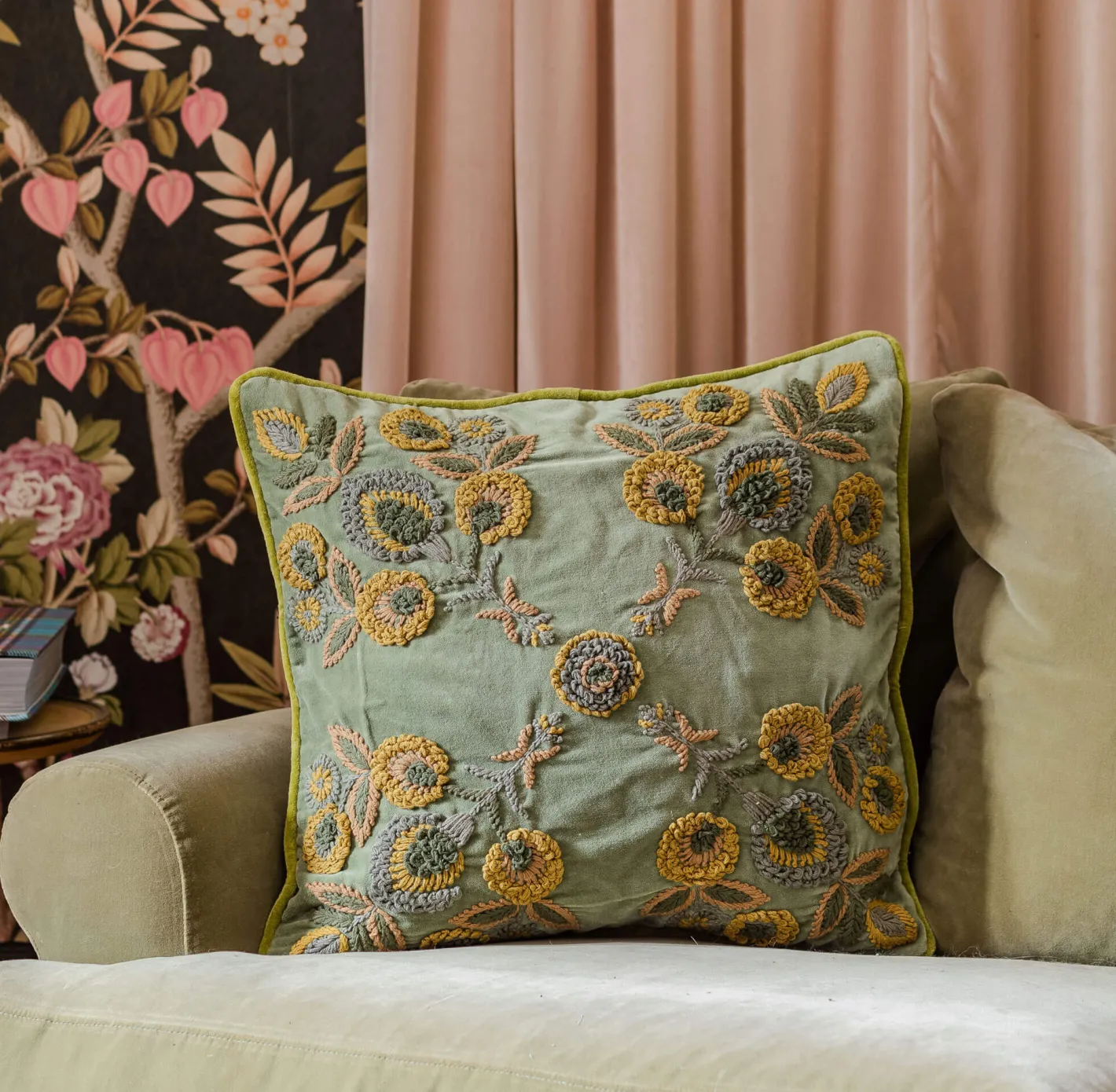 Graham & Green Sofa Cushions|Cushions<Romy Embroidered Velvet Square Cushion