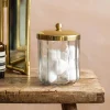 Graham & Green Bathroom Accessories<Rosalie Antique Gold Glass Storage Container