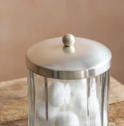 Graham & Green Bathroom Accessories<Rosalie Antique Silver Glass Storage Container